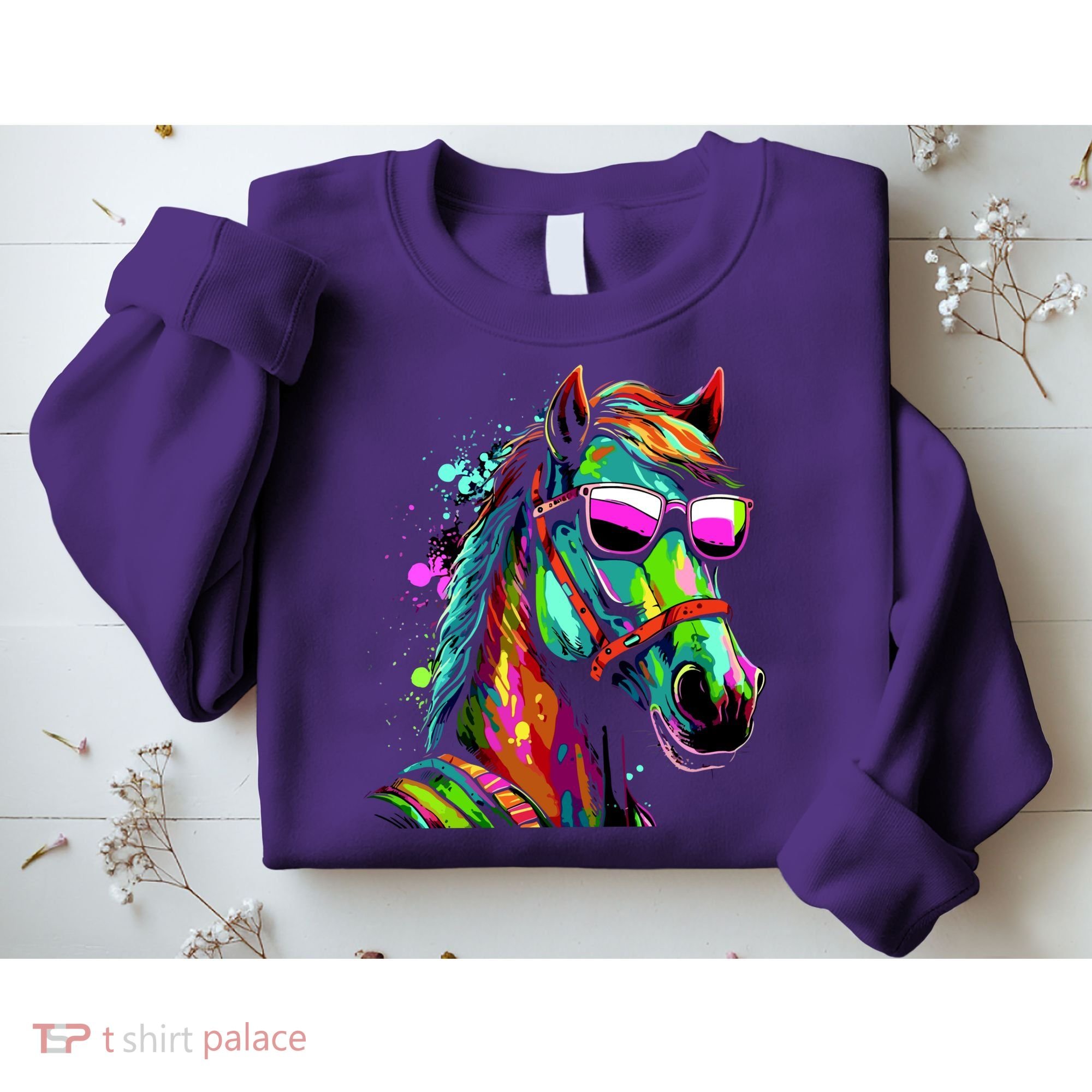 Funny Horse Wearing Sunglasses Abstract Art Sweatshirt