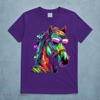 Funny Horse Wearing Sunglasses Abstract Art T-Shirt thumb 5