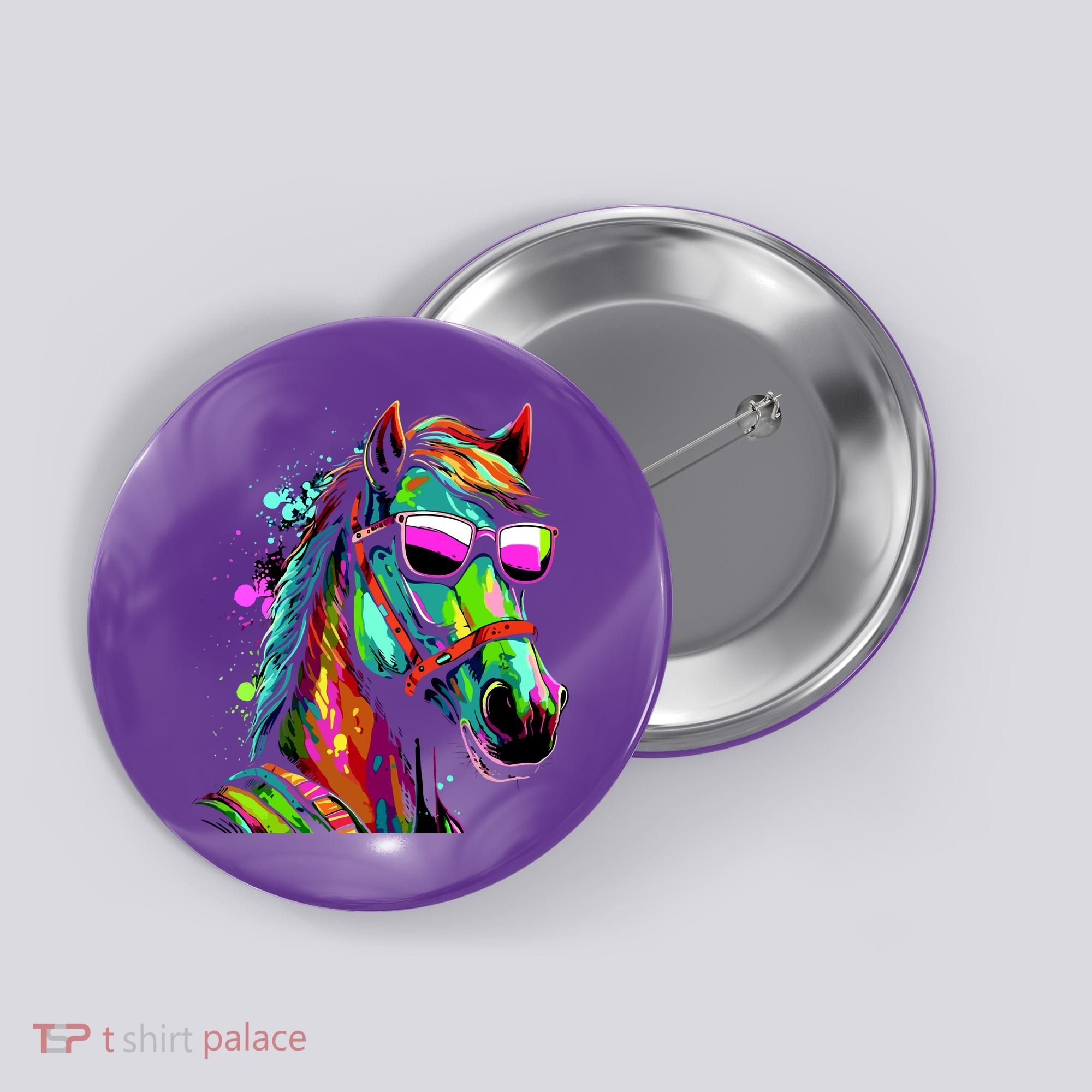 Funny Horse Wearing Sunglasses Abstract Art Button
