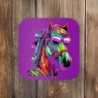 Funny Horse Wearing Sunglasses Abstract Art Coaster thumb 0