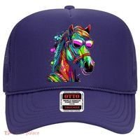 Funny Horse Wearing Sunglasses Abstract Art Hat thumb 0