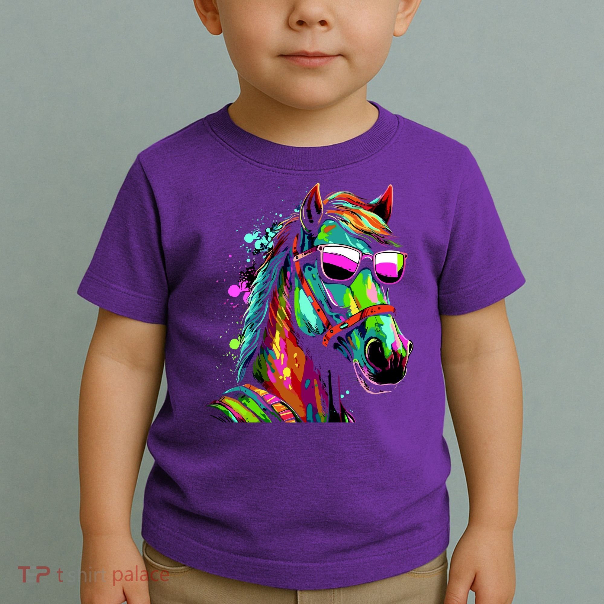 Funny Horse Wearing Sunglasses Abstract Art Toddler T-Shirt