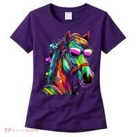 Funny Horse Wearing Sunglasses Abstract Art Women's T-Shirt thumb 0