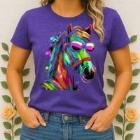 Funny Horse Wearing Sunglasses Abstract Art Women's T-Shirt thumb 2