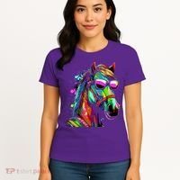 Funny Horse Wearing Sunglasses Abstract Art Women's T-Shirt thumb 4