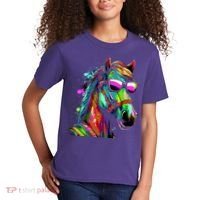 Funny Horse Wearing Sunglasses Abstract Art Kids T-Shirt thumb 2