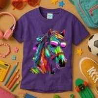 Funny Horse Wearing Sunglasses Abstract Art Kids T-Shirt thumb 3