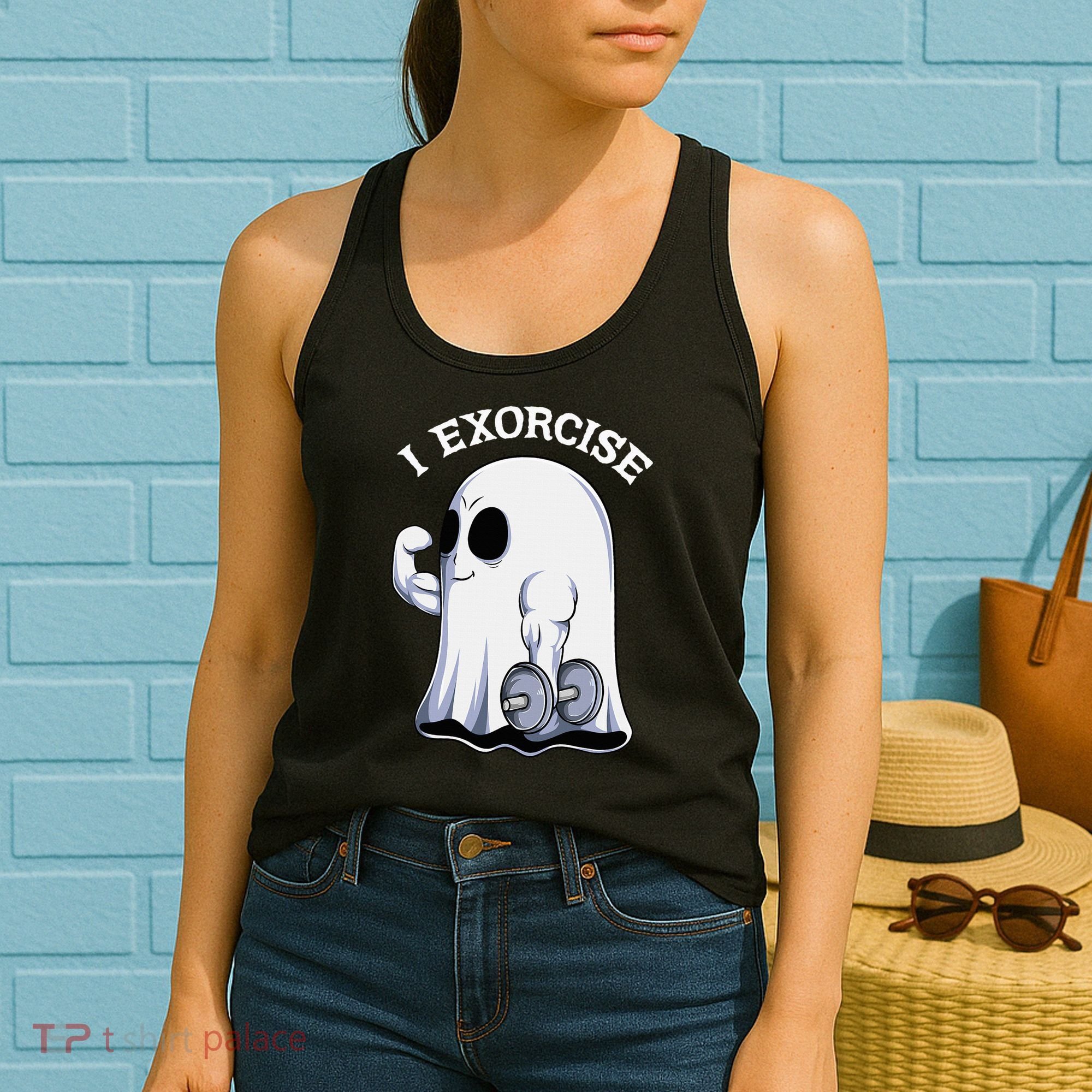 Funny Halloween Workout Ghost Exorcise Fitness Shirt Women's Tank Top