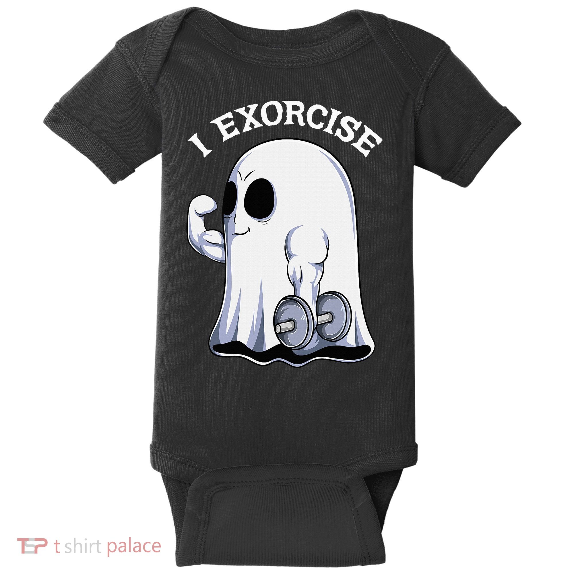 Funny Halloween Workout Ghost Exorcise Fitness Shirt Baby Bodysuit