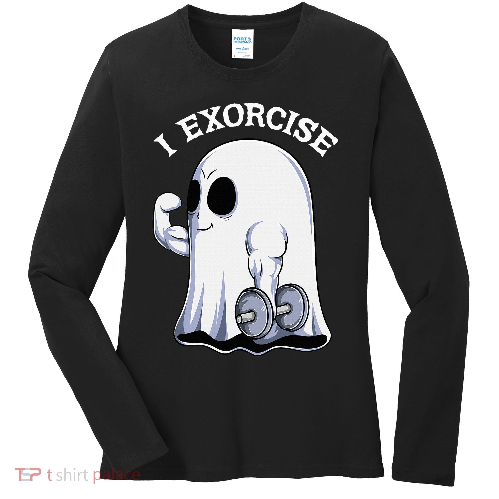 Funny Halloween Workout Ghost Exorcise Fitness Shirt Women's Long Sleeve Shirt