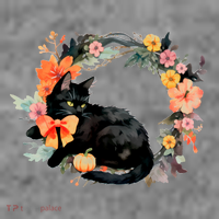 Floral Halloween Wreath Cute Black Cat Toddler Hoodie thumb 2