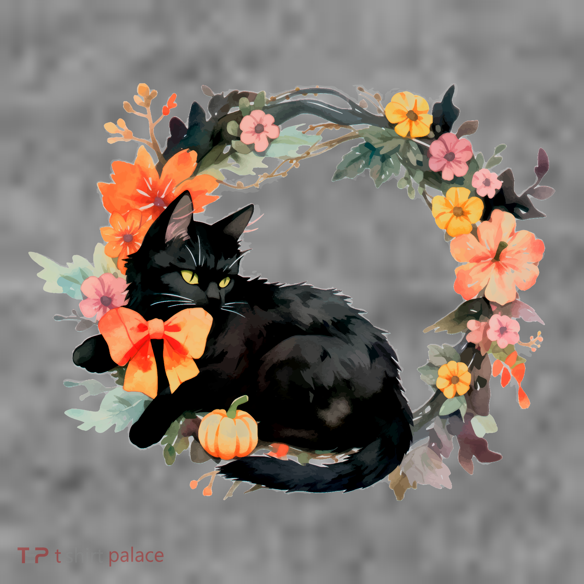 Floral Halloween Wreath Cute Black Cat Toddler Hoodie