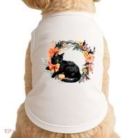 Floral Halloween Wreath Cute Black Cat Doggie Tank thumb 0