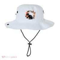 Floral Halloween Wreath Cute Black Cat Bucket Hat thumb 0