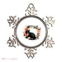Floral Halloween Wreath Cute Black Cat Ornament thumb 0