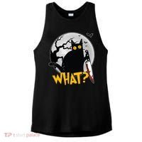 Funny Halloween What Killer Black Cat With Knife Ladies PosiCharge Tri-Blend Wicking Tank thumb 0