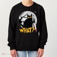 Funny Halloween What Killer Black Cat With Knife Women's Sweatshirt thumb 0