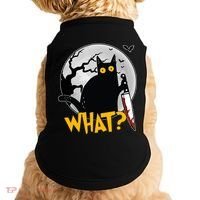 Funny Halloween What Killer Black Cat With Knife Doggie Tank thumb 0