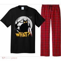 Funny Halloween What Killer Black Cat With Knife Pajama Set thumb 0