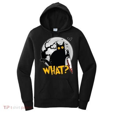 Funny Halloween What Killer Black Cat With Knife Women's Hoodie