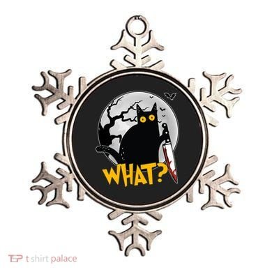 Funny Halloween What Killer Black Cat With Knife Ornament