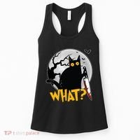 Funny Halloween What Killer Black Cat With Knife Women's Tank Top thumb 0
