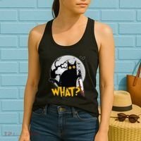 Funny Halloween What Killer Black Cat With Knife Women's Tank Top thumb 2