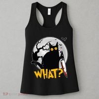 Funny Halloween What Killer Black Cat With Knife Women's Tank Top thumb 3