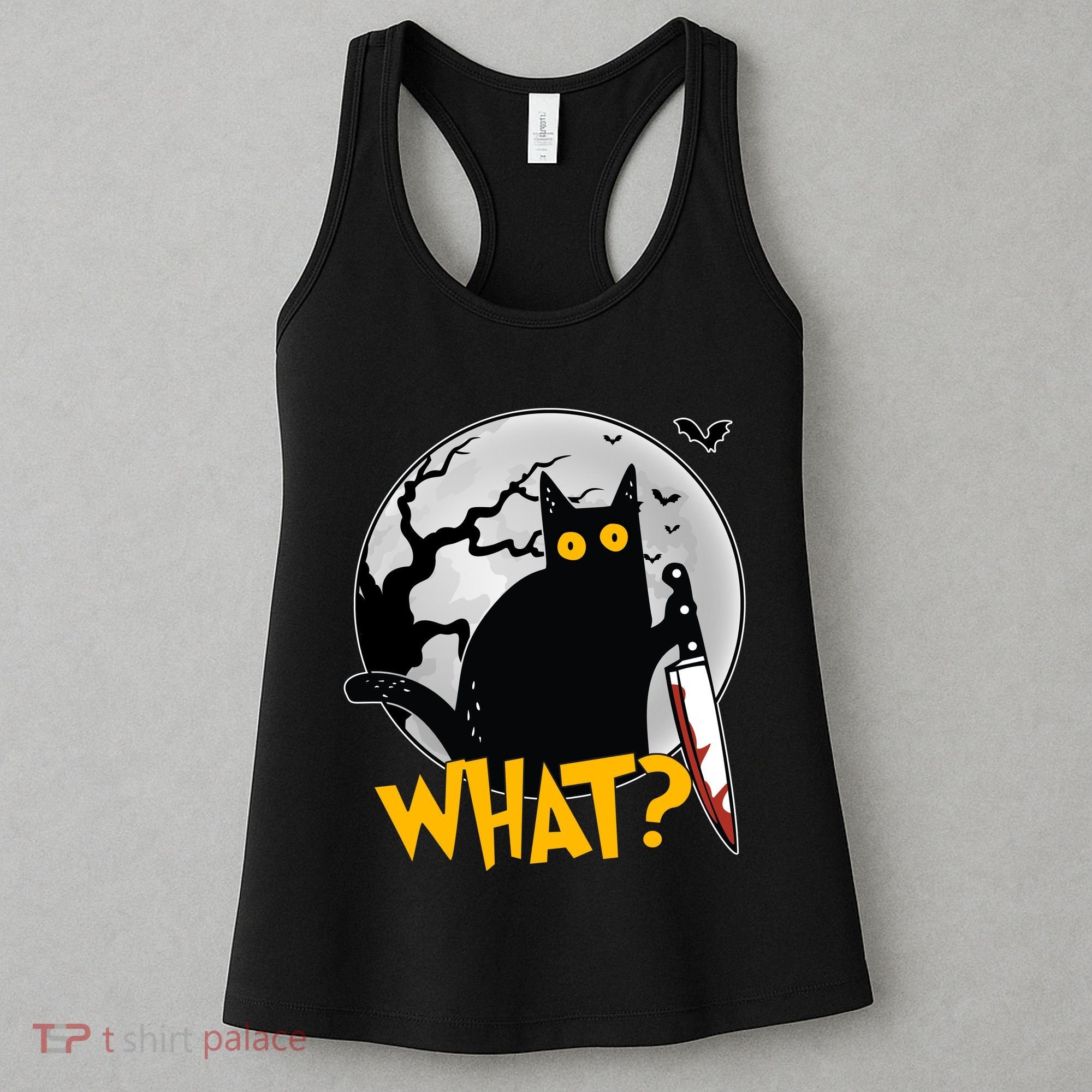 Funny Halloween What Killer Black Cat With Knife Women's Tank Top