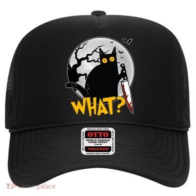 Funny Halloween What Killer Black Cat With Knife Hat