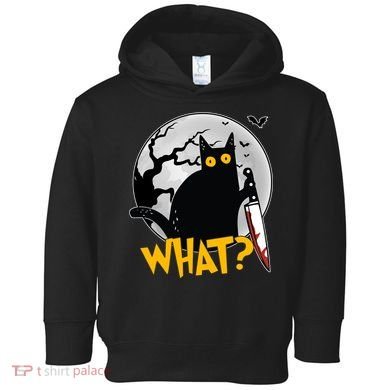 Funny Halloween What Killer Black Cat With Knife Toddler Hoodie
