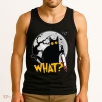 Funny Halloween What Killer Black Cat With Knife Tank Top thumb 3