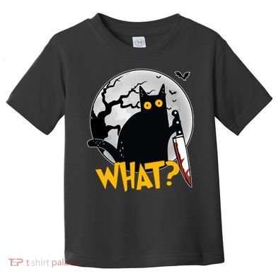 Funny Halloween What Killer Black Cat With Knife Toddler T-Shirt