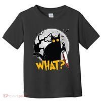 Funny Halloween What Killer Black Cat With Knife Toddler T-Shirt thumb 0