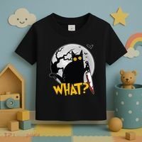Funny Halloween What Killer Black Cat With Knife Toddler T-Shirt thumb 3