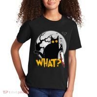 Funny Halloween What Killer Black Cat With Knife Kids T-Shirt thumb 2