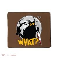 Funny Halloween What Killer Black Cat With Knife Mousepad thumb 0