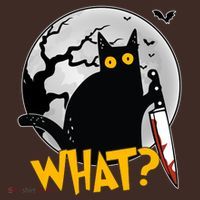 Funny Halloween What Killer Black Cat With Knife Mousepad thumb 1