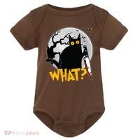 Funny Halloween What Killer Black Cat With Knife Baby Bodysuit thumb 0