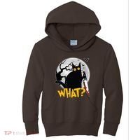 Funny Halloween What Killer Black Cat With Knife Kids Hoodie thumb 0