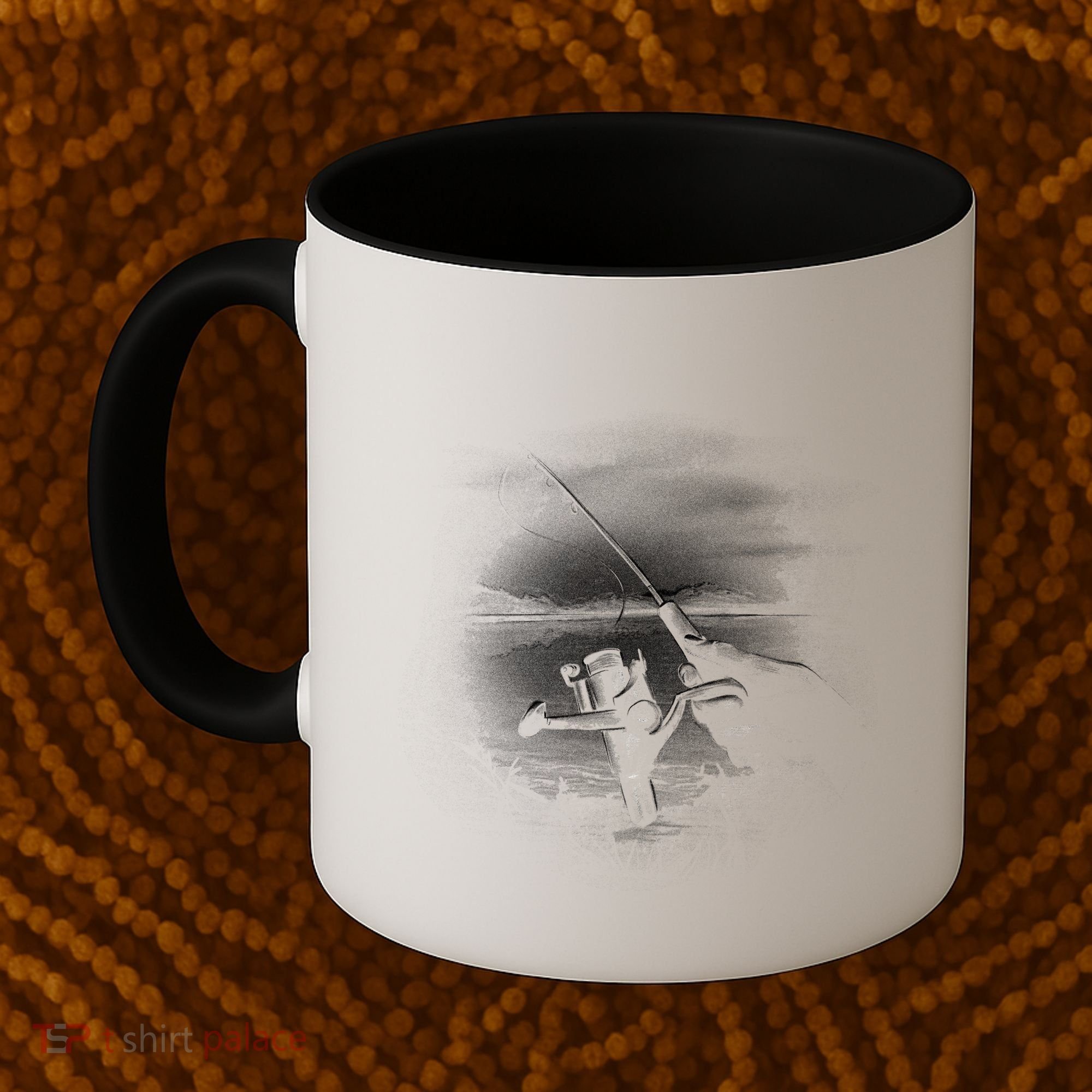 Fishing Hand With Reel Monochromatic Coffee Mug