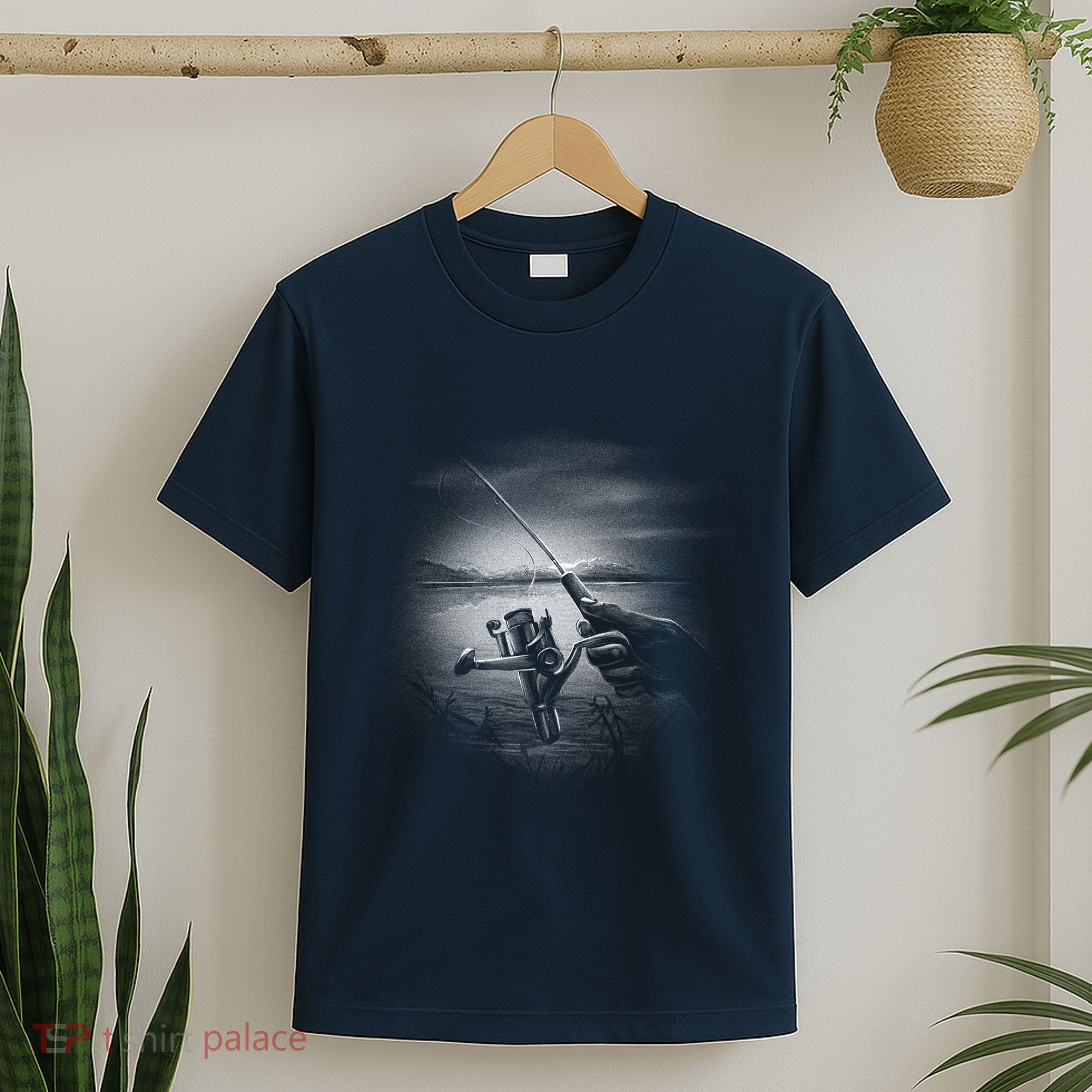 Fishing Hand With Reel Monochromatic T-Shirt