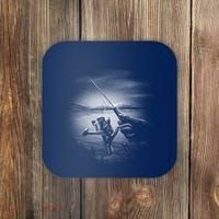 Fishing Hand With Reel Monochromatic Coaster thumb 0