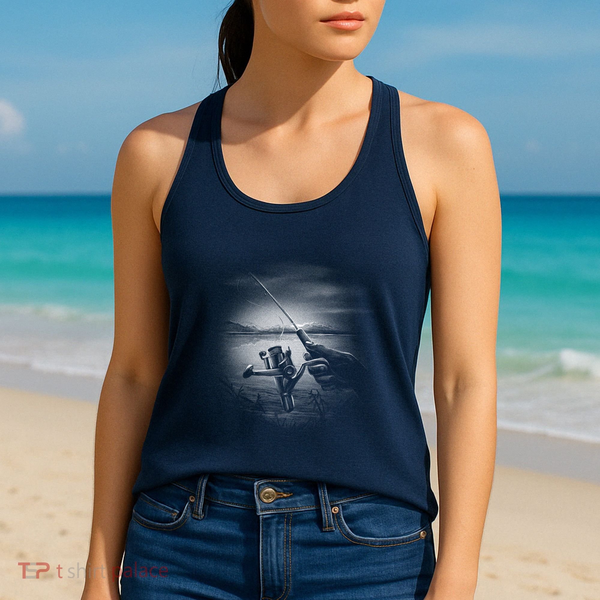 Fishing Hand With Reel Monochromatic Women's Tank Top