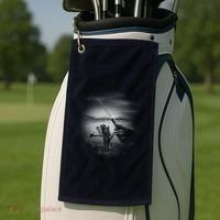 Fishing Hand With Reel Monochromatic Golf Towel thumb 2