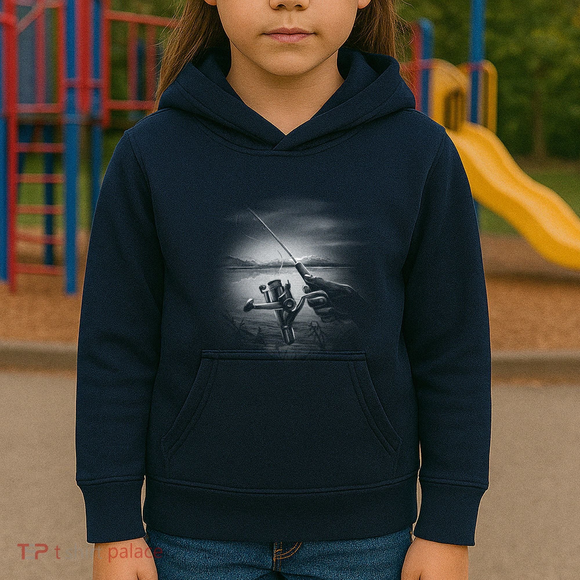 Fishing Hand With Reel Monochromatic Kids Hoodie