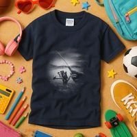 Fishing Hand With Reel Monochromatic Kids T-Shirt thumb 3