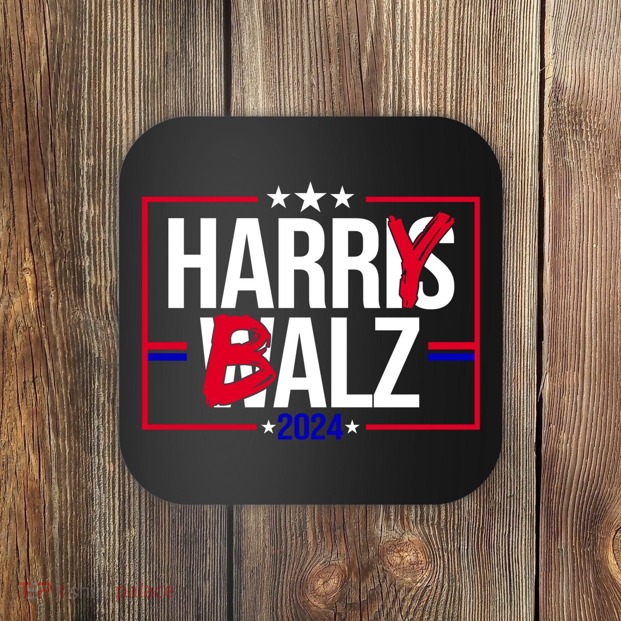 Funny Harris Walz 24 Harry Balz 2024 Political Meme Coaster