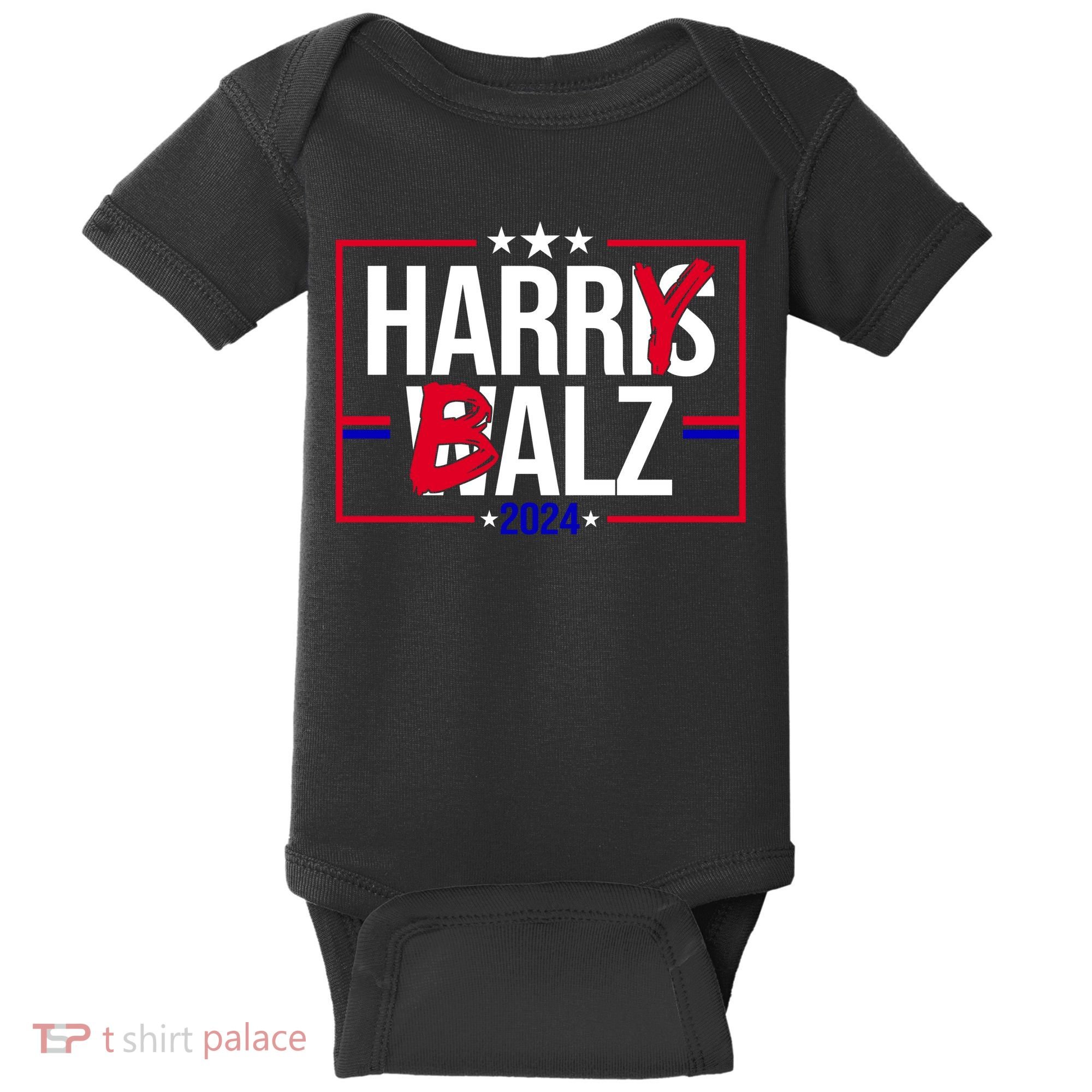 Funny Harris Walz 24 Harry Balz 2024 Political Meme Baby Bodysuit