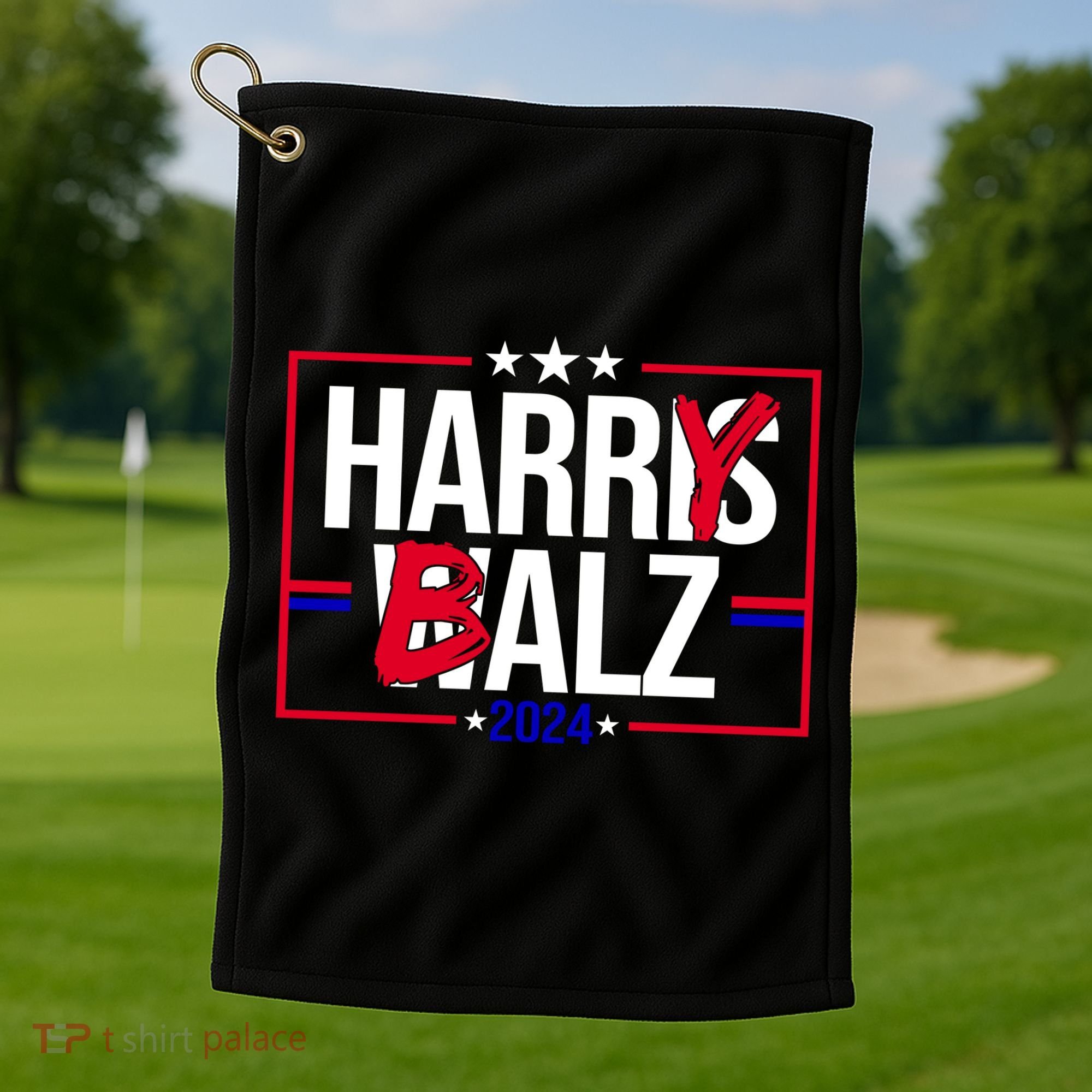 Funny Harris Walz 24 Harry Balz 2024 Political Meme Golf Towel